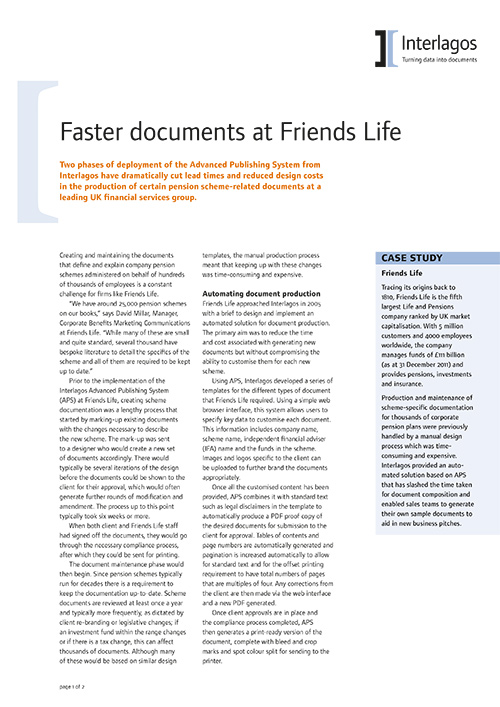 Friends Life Pensions case study